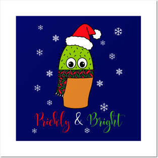 Prickly And Bright - Cute Cactus With Christmas Scarf Posters and Art